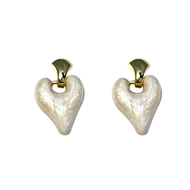 Romantic ~ Glazed heart-shaped earrings, feminine elegance and high-end sophistication, niche stud earrings, new 2025 accessories Item Picture