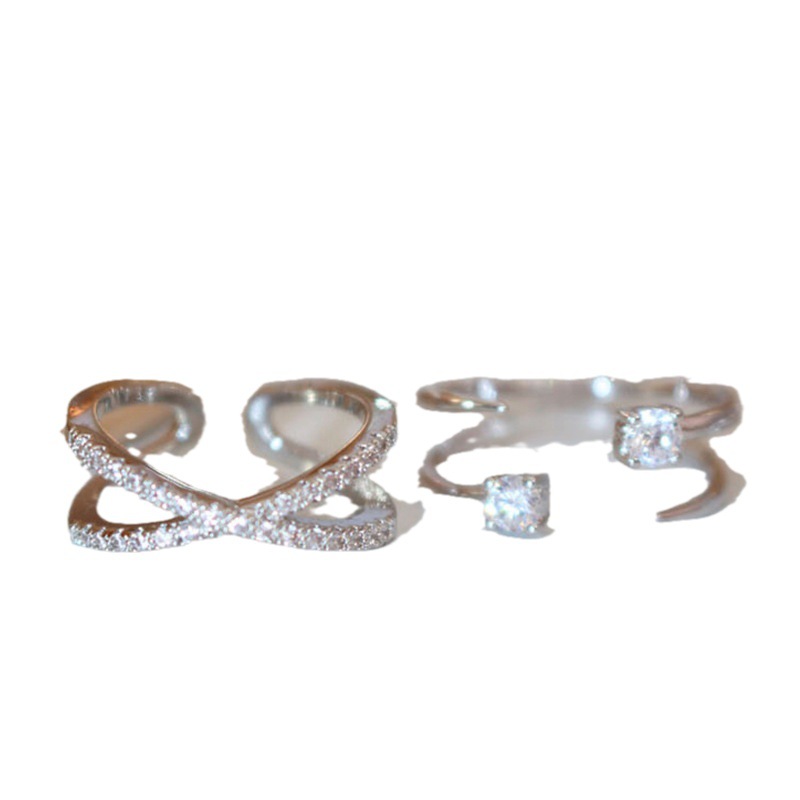 ins cold style, fashionable and exquisite zircon cross-opening ring, a unique and elegant female ring trend Item Picture