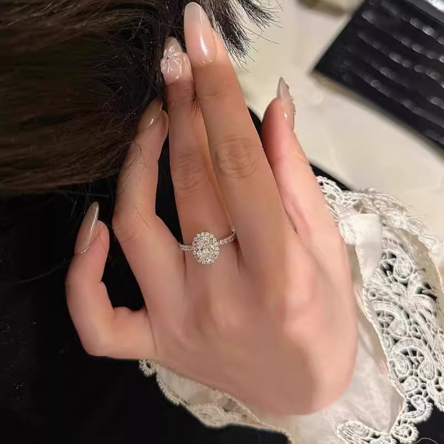 S925 Silver Pigeon Egg Zircon ring for Women, 2025 New model, niche design, light luxury and high-end feel, unique open ring details Picture