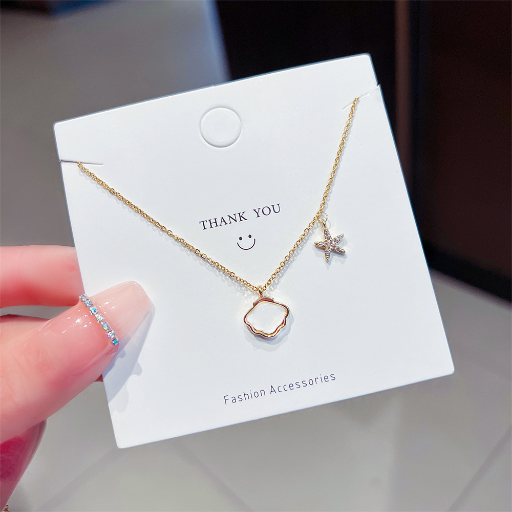 Korean sweet lady shell starfish pendant, versatile collarbone chain, ins cold style, niche design, fairy necklace Specification drawing