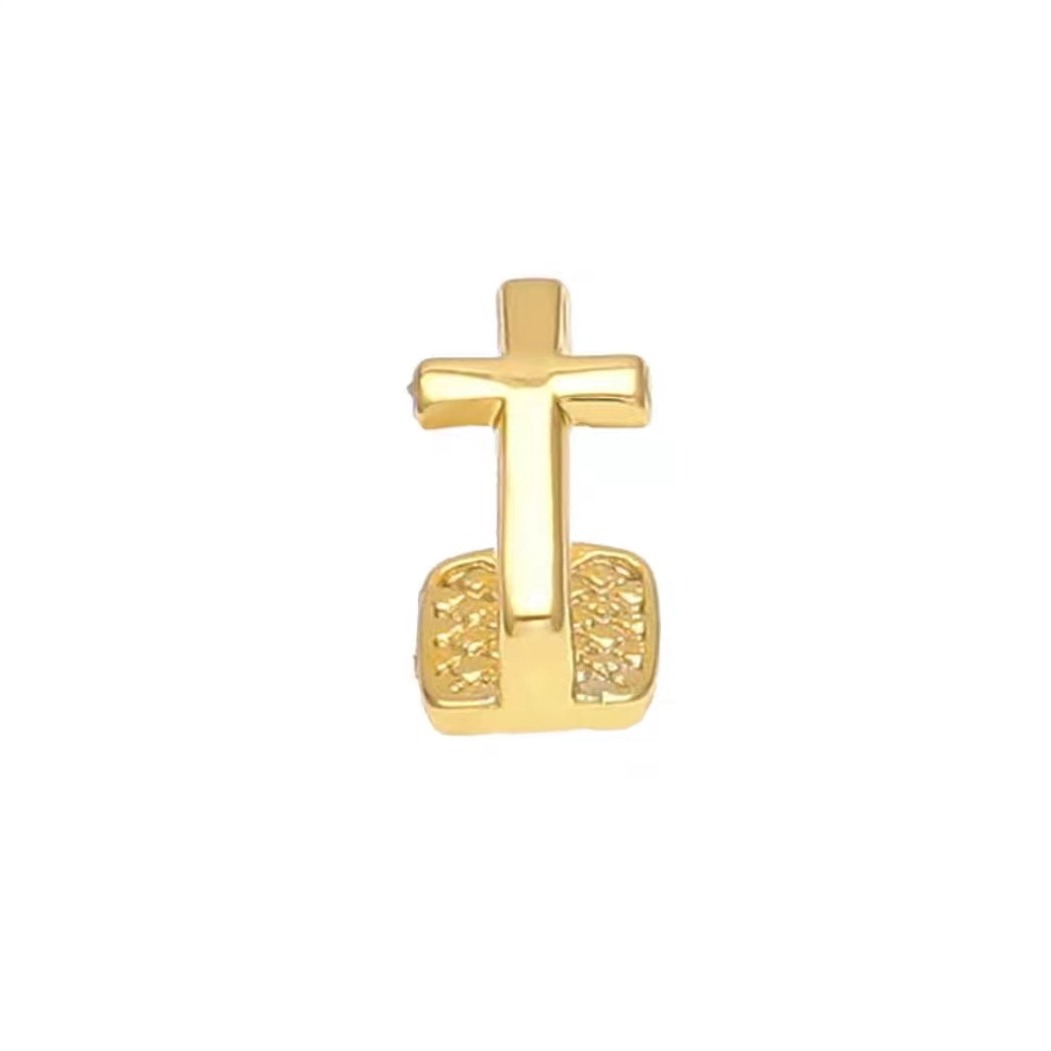 Cross HIPHOP Hip Hop TeethGrills Gold Teeth Personalized Hip Hop Braces for both men and women Specification drawing