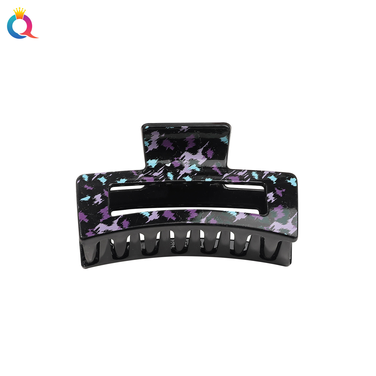 Wholesale of Qiyue Cross-border printed leopard Print square hair clips, women's sketch coiled hair clips, shark clips at the back of the head, hair accessories Item Picture