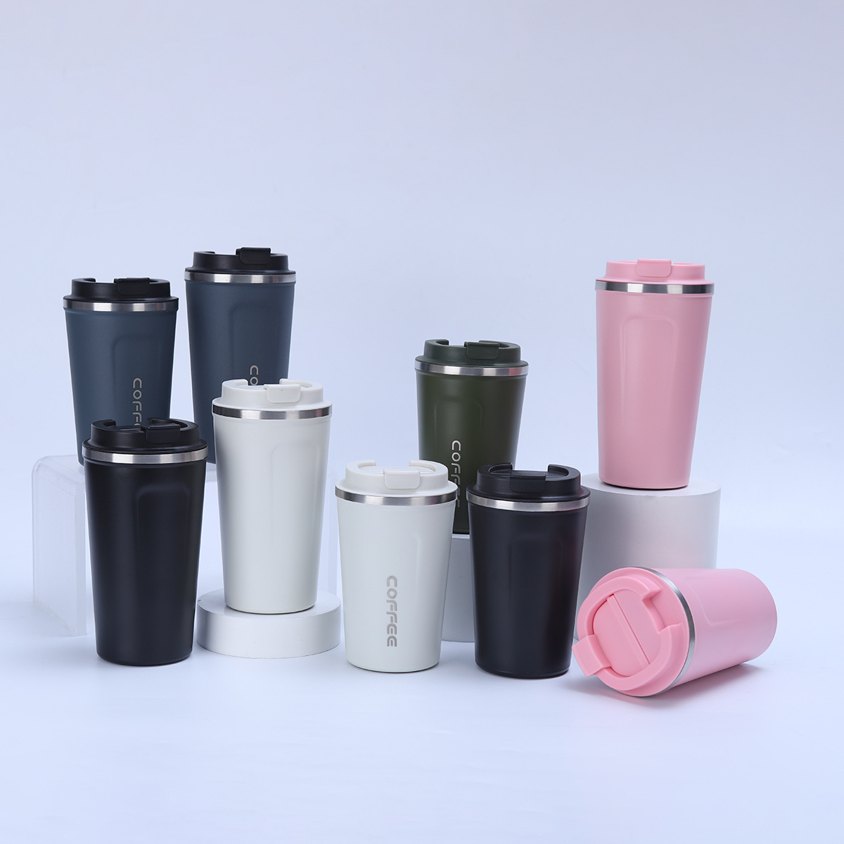 304 stainless steel vacuum insulated cup, office and business high appearance level coffee cup, outdoor flip lid car portable cup full figure