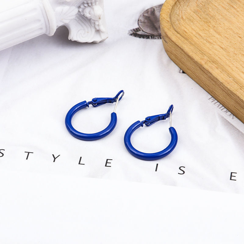 Blue simple and fresh silver needle stud earrings 2025 new female Internet celebrity slimming face earrings, elegant and stylish stud earrings for women details Picture