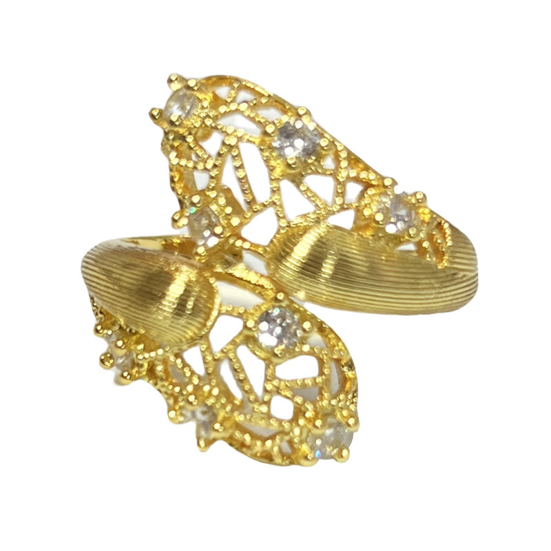 Cross-border European and American style retro three-dimensional lace hollowed-out opening ring for women, exquisite brushed, elegant and high-end ring trend Item Picture