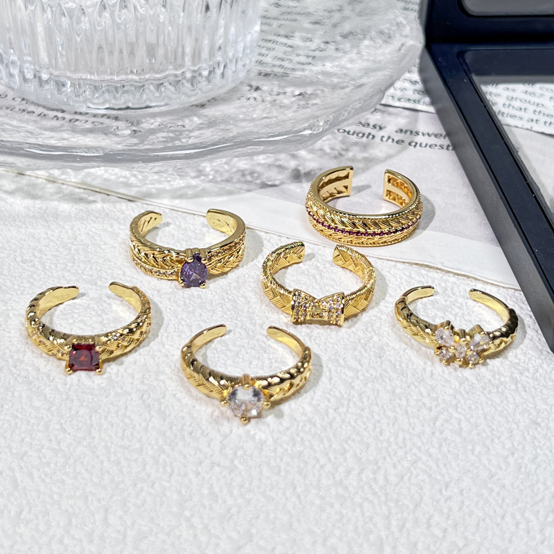 Retro court-style brushed wheat ear exquisite and light luxury open ring, sweet and cool, simple and high-end, elegant index finger ring Specification drawing