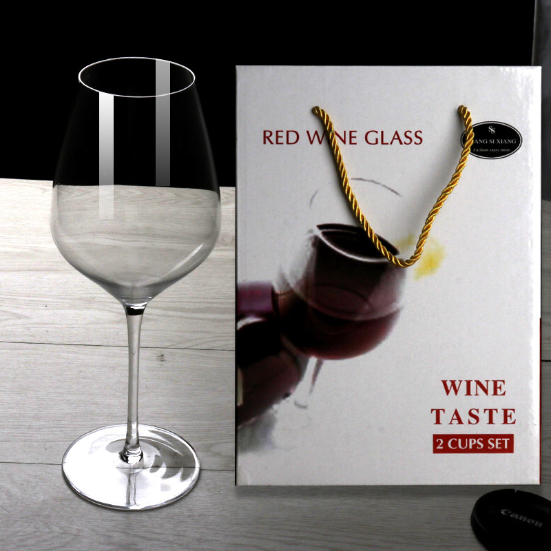 2 red wine glasses gift box, lead-free crystal glass highball wine Bordeaux glass set for wholesale as a gift full figure