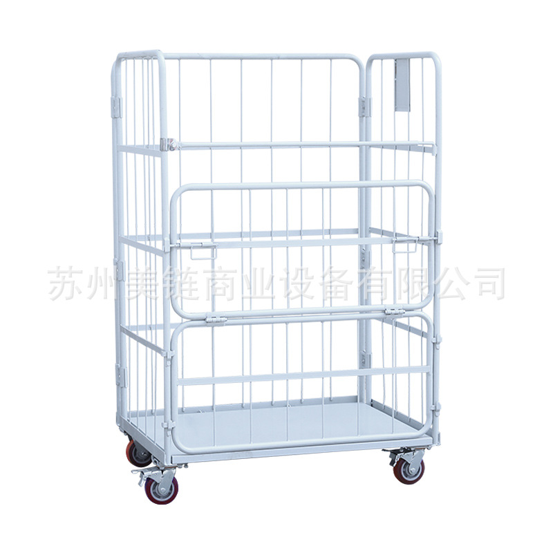 Powder-coated logistics trolleys, foldable e-commerce logistics express sorting vehicles, material turnover vehicles, linen carts and cage carts Item Picture
