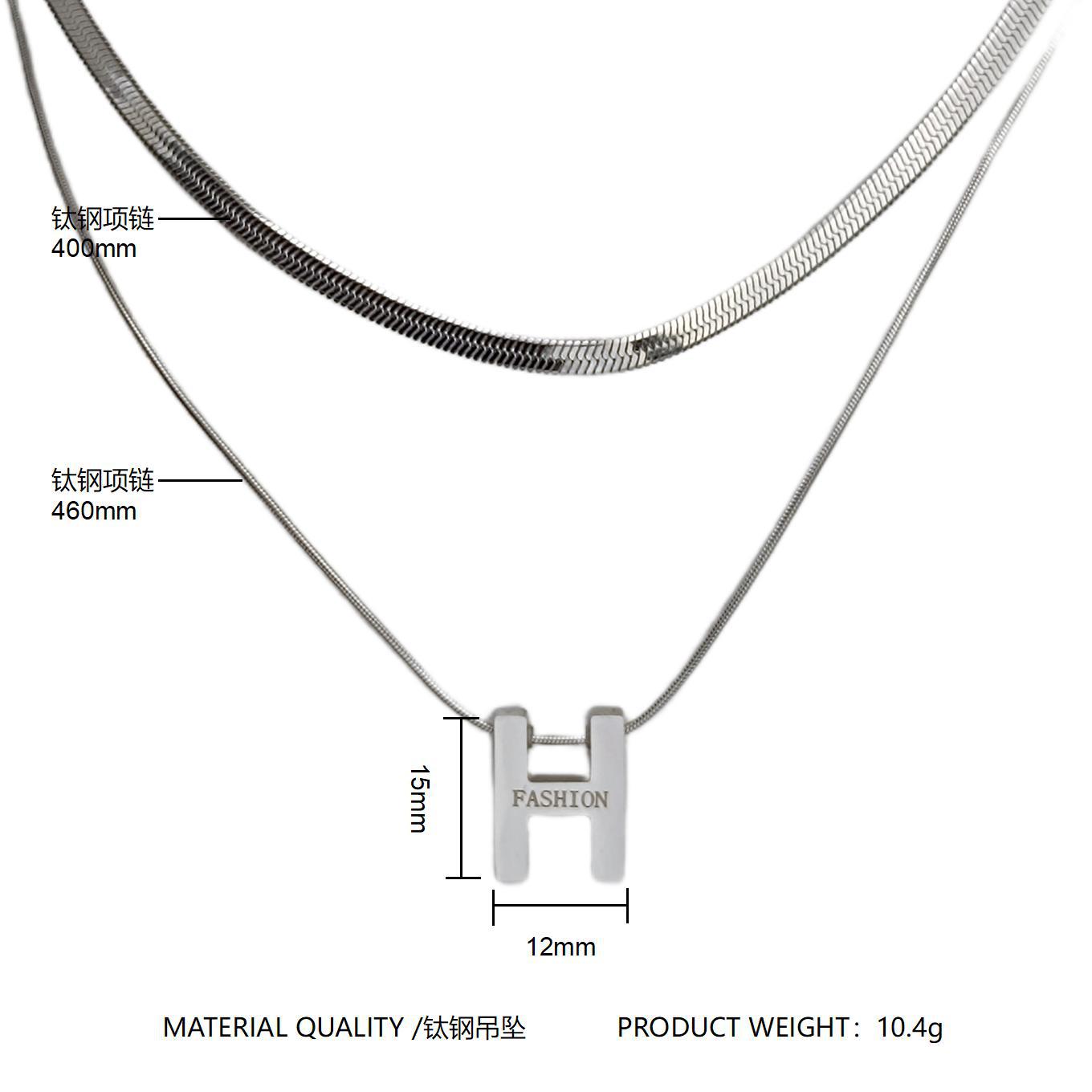 2024 New layered geometric titanium steel necklace, cold style, niche hip-hop pendant, collarbone chain, sweater chain wholesale Item Picture