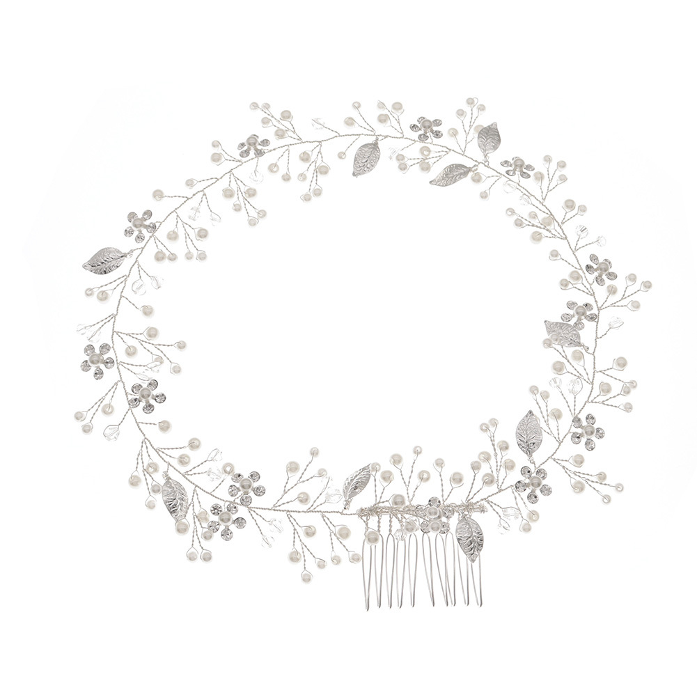 Korean high-end and elegant handcrafted hair band, round headband, fairy-like bride headwear, crystal pearl shaped updo accessory Item Picture