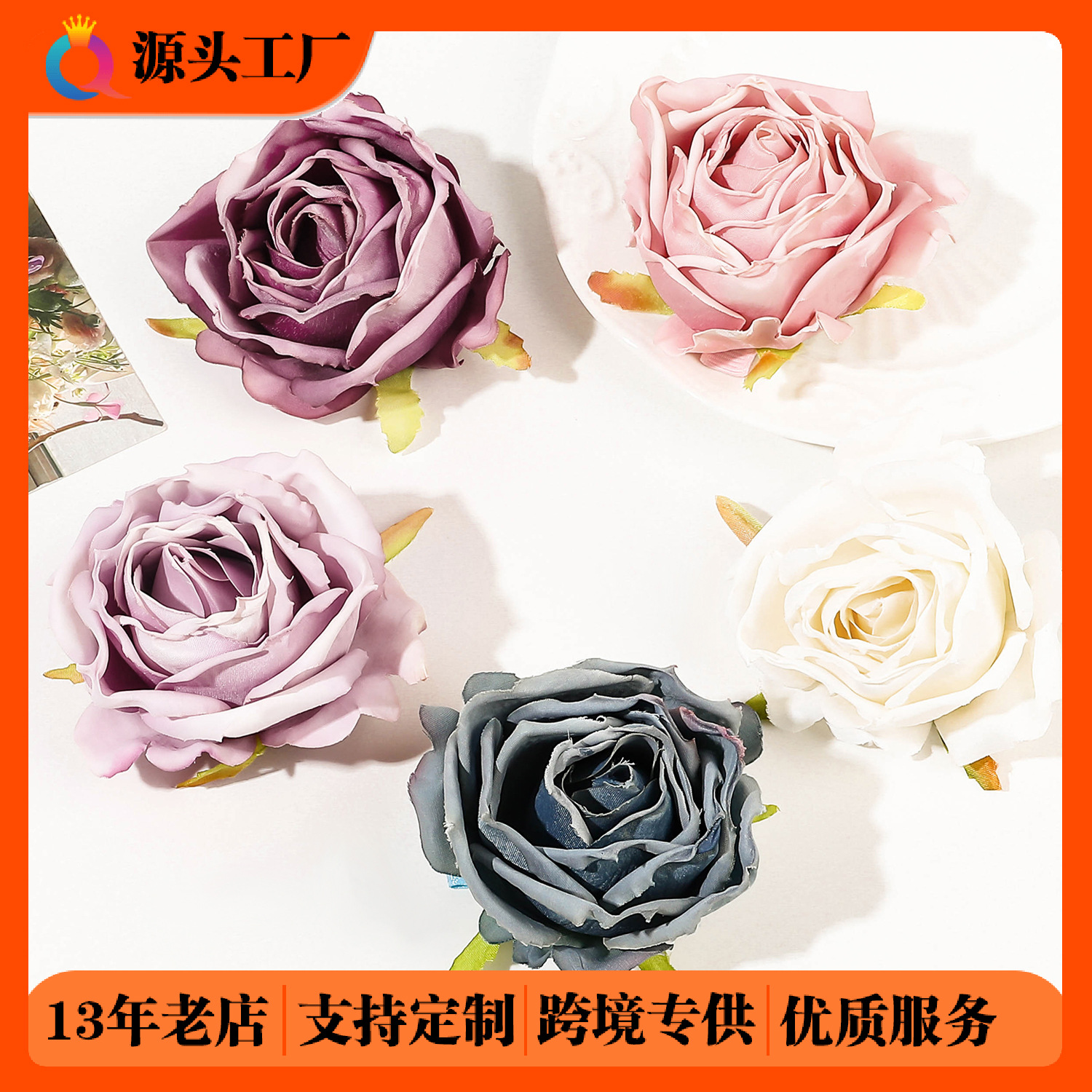 Qiyue realistic flower hair clips, high-end fabric duckbill clips, high-end bangs clips, edge clips, hair accessories and head accessories wholesale full figure