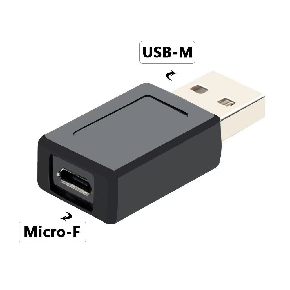 The Micro female to usb male-to-5P female adapter converts A mobile phone data cable into a USB male and micro female Item Picture