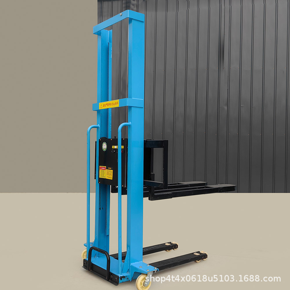 The new electric truck-mounted forklift is equipped with a remote-controlled automatic lifting 1-ton small electric hydraulic vehicle-following material handling system Specification drawing