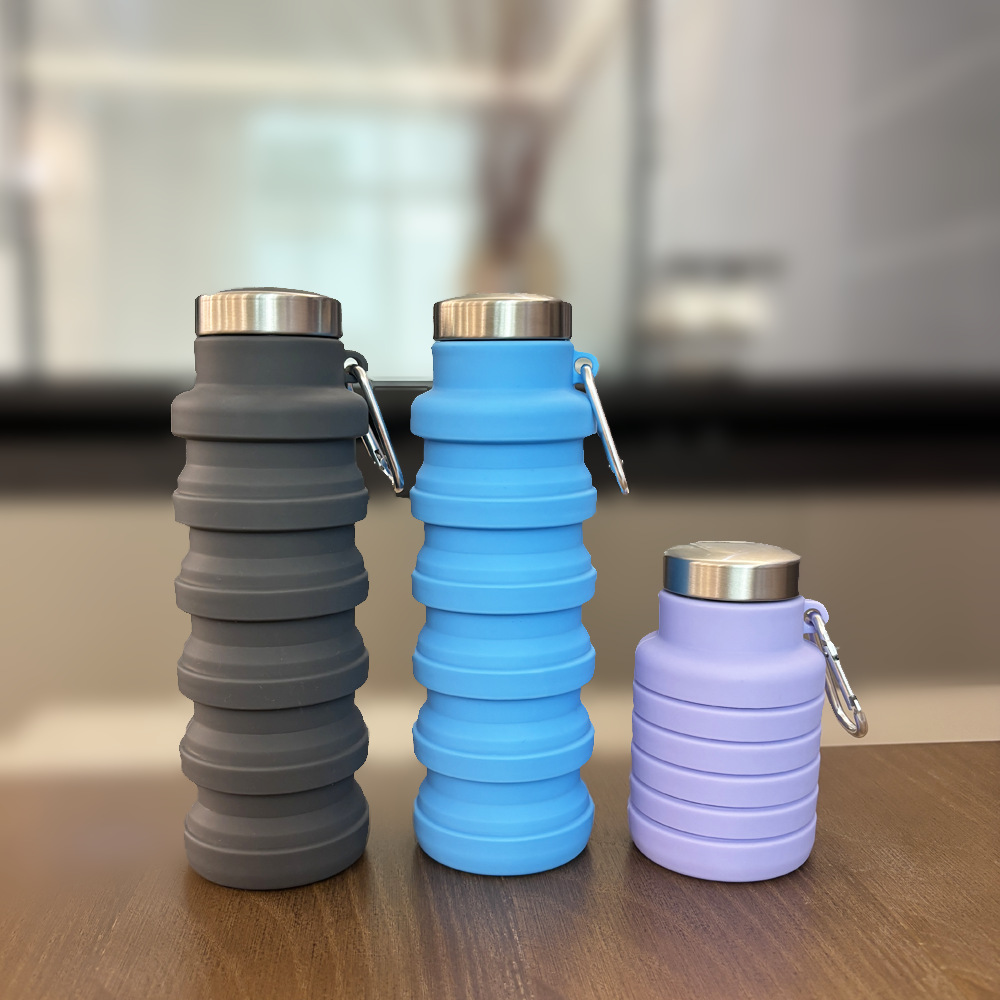 Silicone beverage folding water bottle, outdoor cycling sports portable water bottle, small-capacity children's telescopic cup, cola bottle full figure