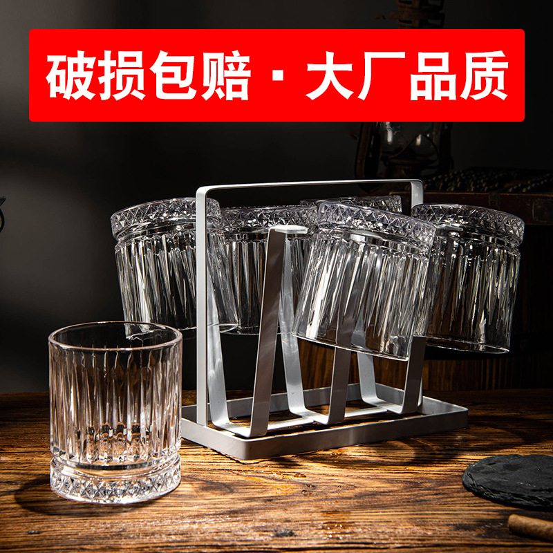 Vertical striped transparent glass, whisky glass, foreign wine glass, bar glass, beer glass, spirits foreign wine glass wholesale details Picture
