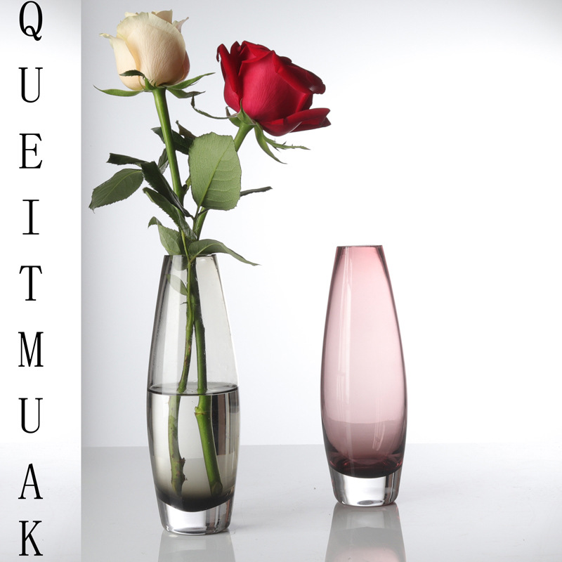 European-style simple solid-color glass vases, flower vases, living room dining table ornaments, high-end and light luxury bouquets, simple vases details Picture