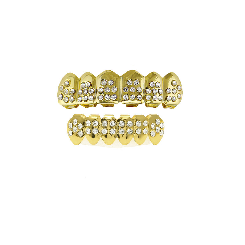 Cross-border European and American braces, hip-hop accessories, zircon braces, fashionable and exaggerated hip-hop style, supplied by hip-hop manufacturers full figure