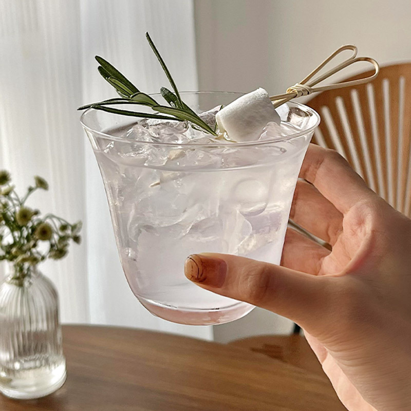 Transparent glass cups, cold drink cups, wide-mouthed iced American latte coffee cups, crystal thin and simple tea cups, cocktail cups details Picture