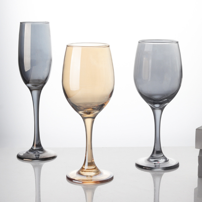 Wholesale of hotel household electroplated wine glasses, crystal glass wine glasses, commercial champagne glasses for hotels Specification drawing