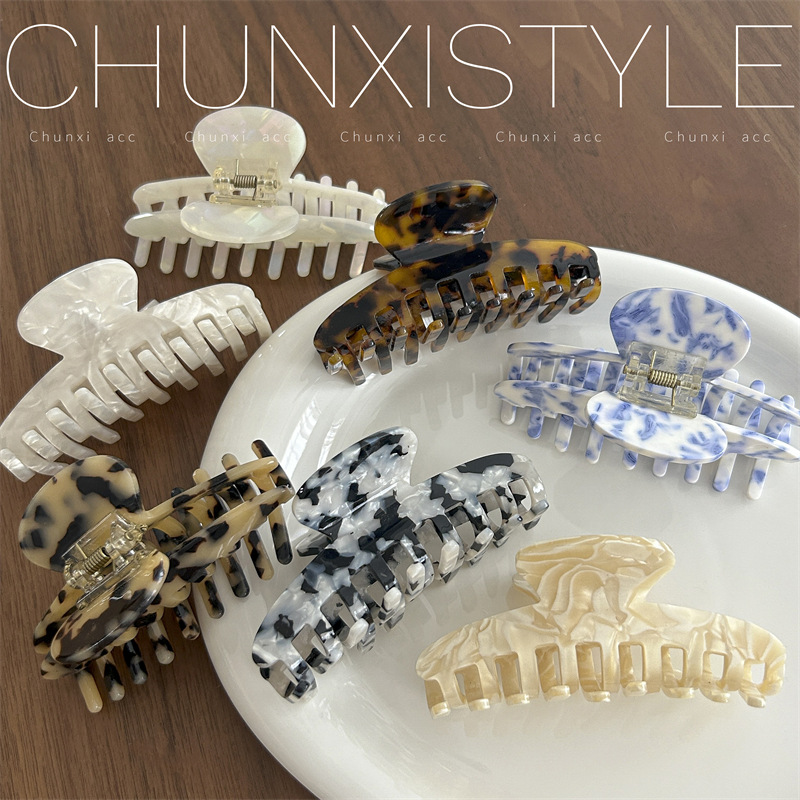 The new French high-quality acetate hair clips and hairpins from Korean Instagram are fashionable and retro tortoiseshell color and women's shark clips details Picture