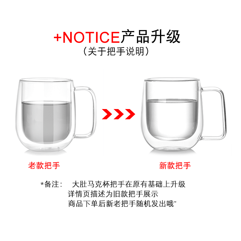 Cross-border products: Heat-resistant double-layered glass cups, transparent coffee cups, household simple large-belted mugs, can be used as logos Item Picture