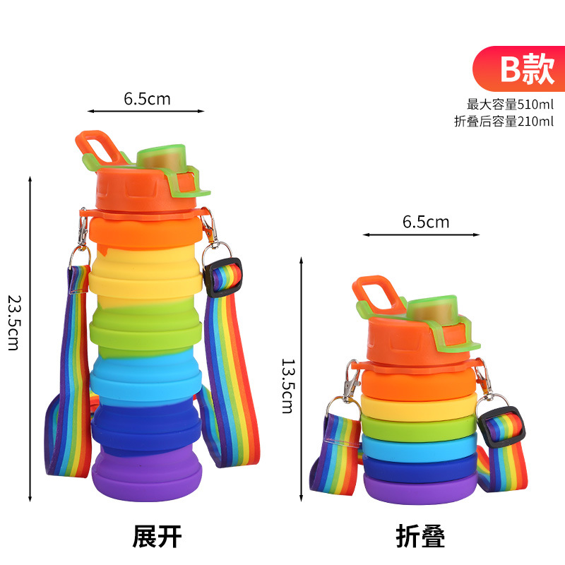 High appearance level double-buckle rope silicone water bottle, portable foldable water cup, outdoor camping camouflage telescopic children's water bottle Application Scenario