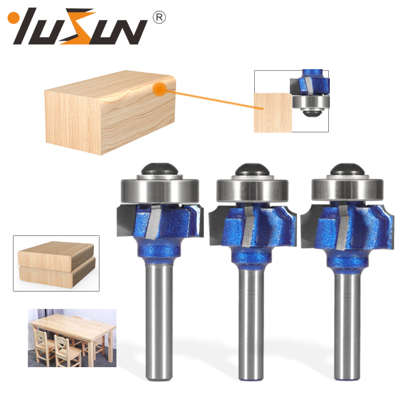 Yusheng professional-grade four-edge rounded corner cutter, edge banding cutter, paint blue woodworking milling cutter, 4-tooth R chamfering arc trimming cutter full figure