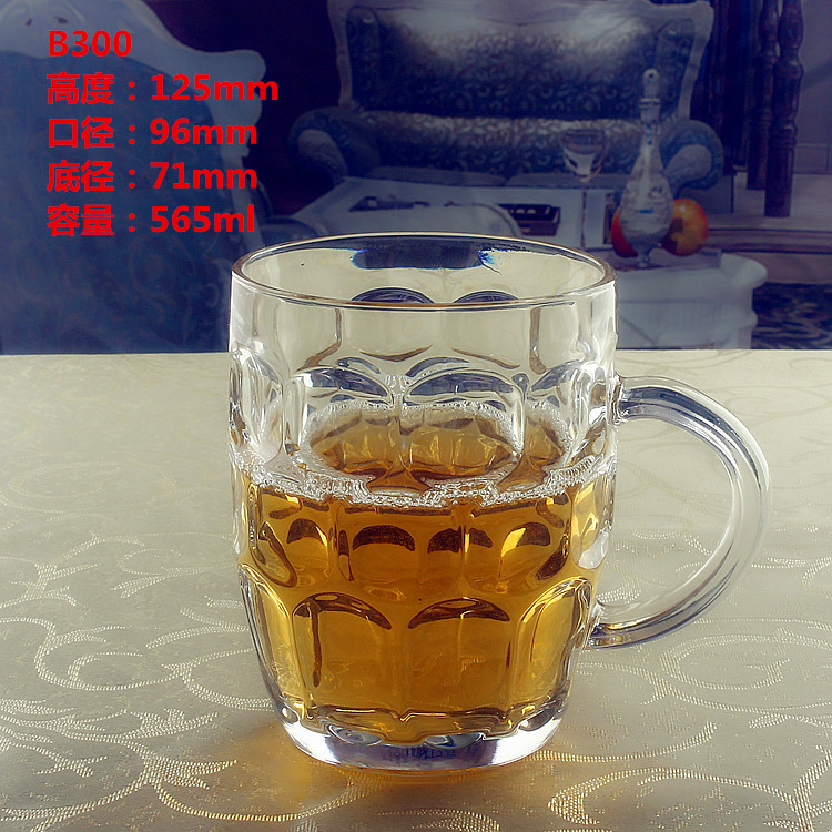 Thickened transparent glass beer mugs, large-capacity glass cups with handles, tea cups, milk tea cups, draft beer cups, and can be printed with logos Item Picture