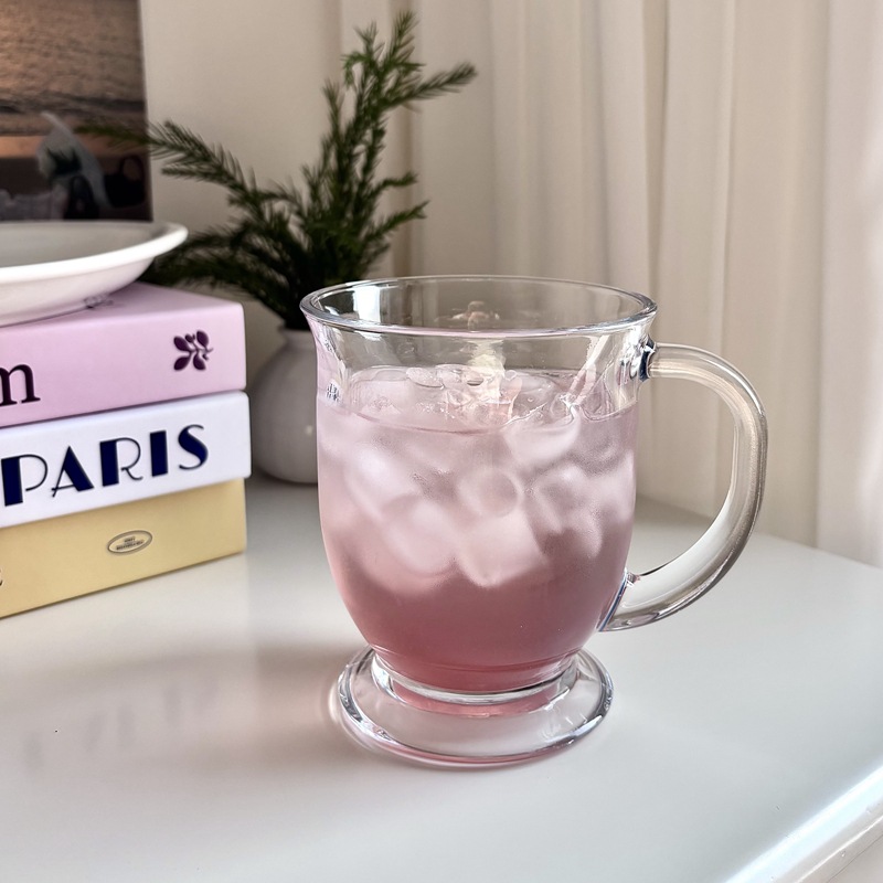 High-appearance-level InS-style glass cups, large-capacity glass cups with handles, beverage cups, milk tea cups, household drinking cups details Picture