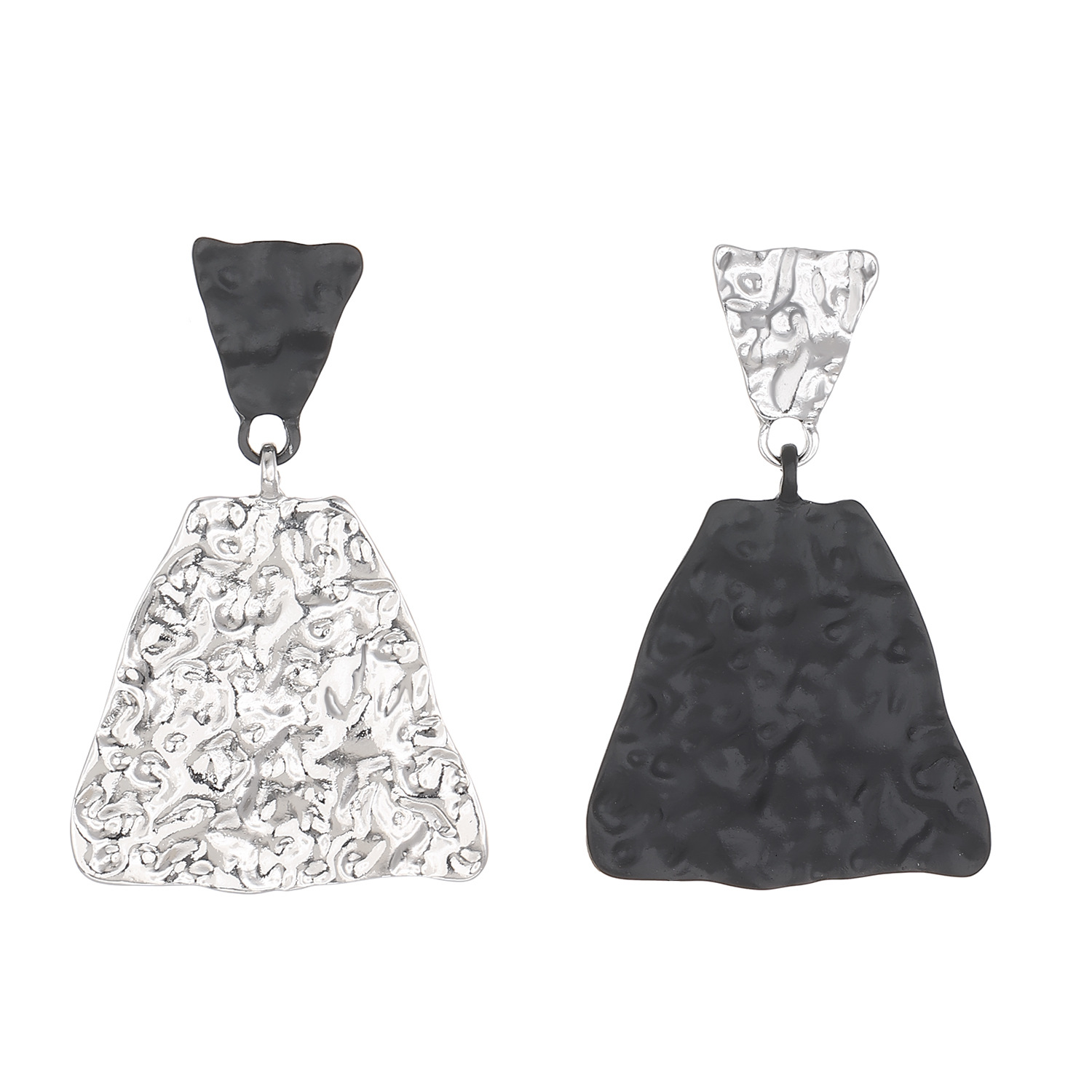 New cross-border long black and white color-blocking earrings, ins cold style, niche design, quadrilateral geometric stud earrings Item Picture