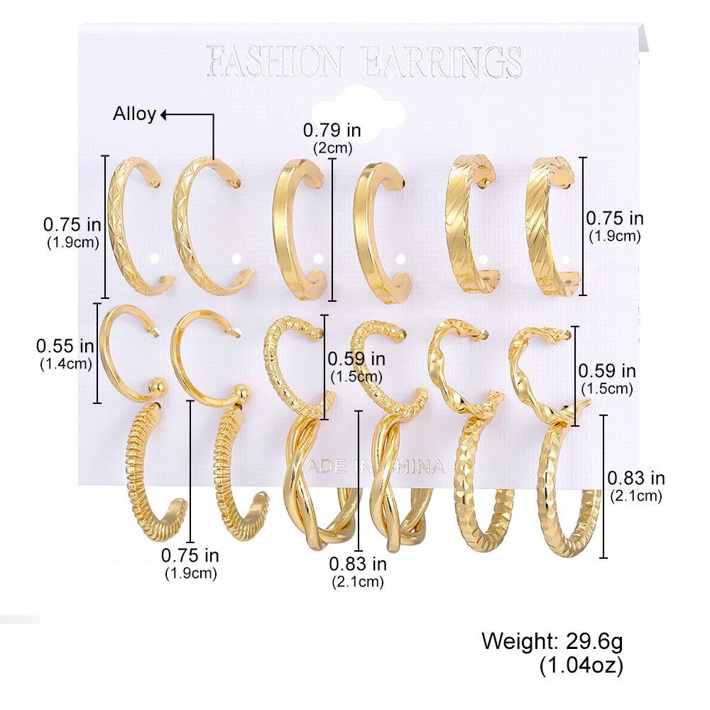 This is a popular cross-border fashionable and simple earring set from Europe and America. It is a versatile, individualistic, exaggerated, elegant and high-end earring accessory details Picture