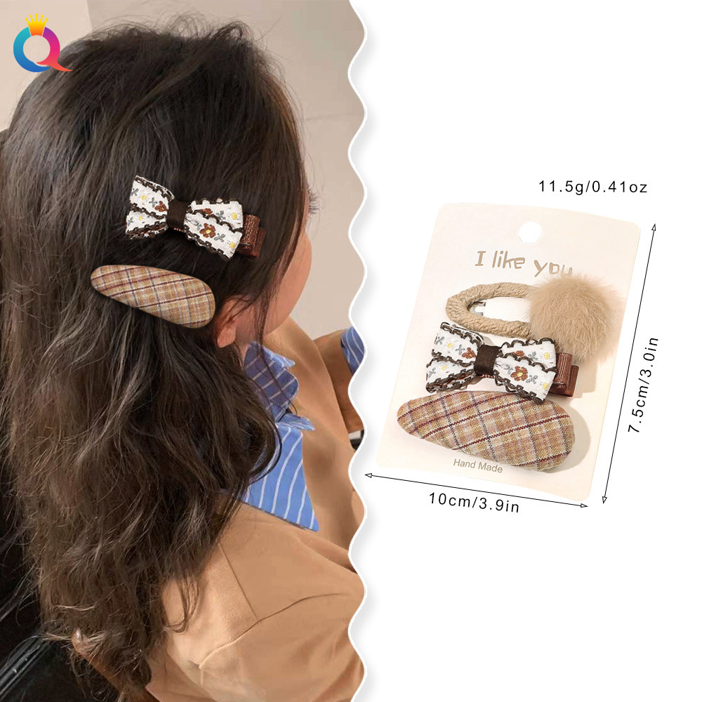 Qiyue Cross-border Bow Hair Clip, fabric hair clip, no damage to hair, side bangs clip, broken hair, bb clip accessories wholesale details Picture