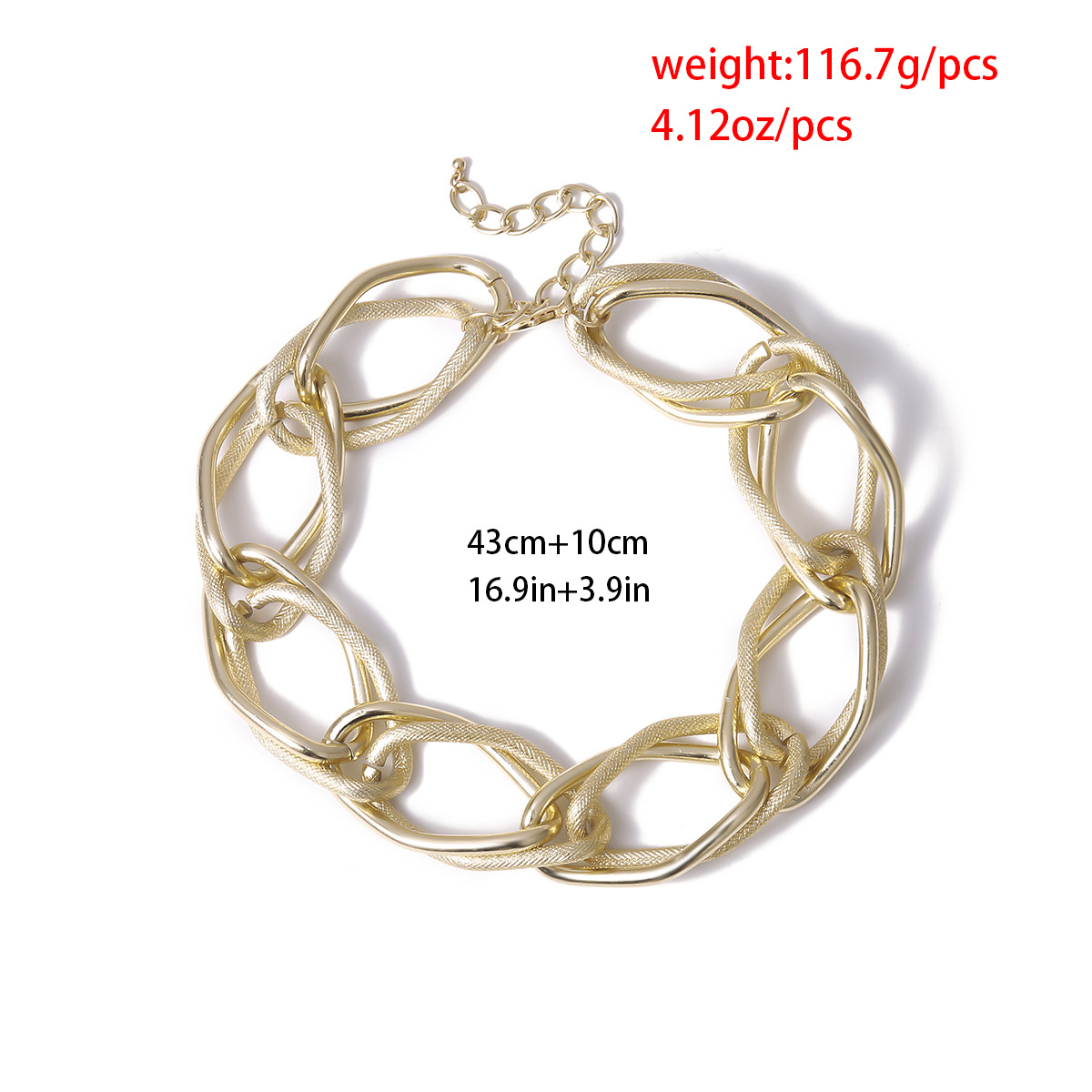 European and American cross-border jewelry, exaggerated hip-hop smooth matte necklace, women's factory alloy thick chain necklace Item Picture