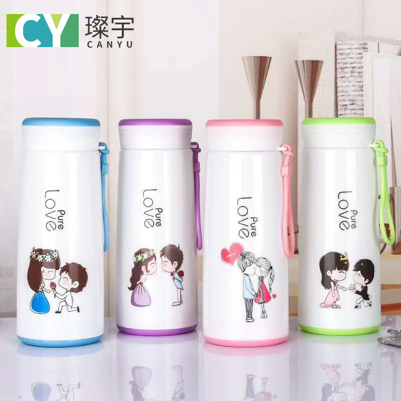 Ground promotion gift cups, double-layer glass water cups, couple and children's water cups, LOGO printed and writable, advertising event cups full figure