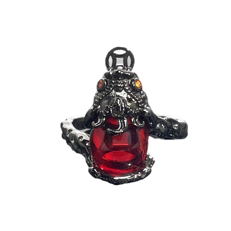 Dark style, trendy and cool red gemstone open ring, elegant and refined, fashionable and versatile ring for women Item Picture