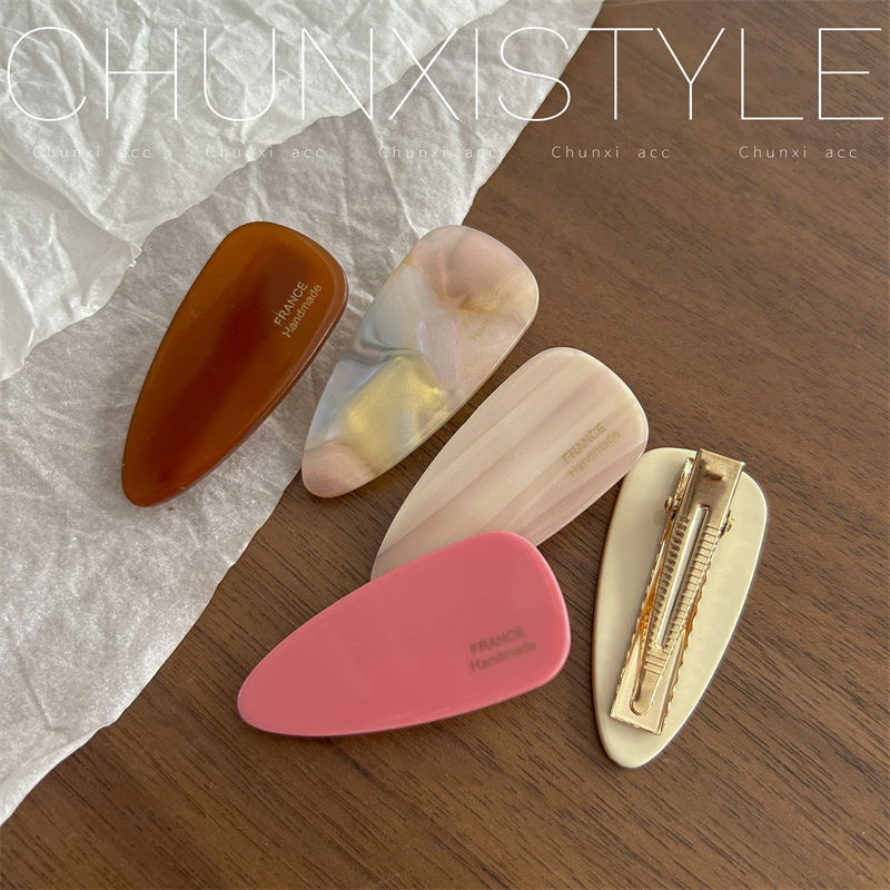 French-style acetate hair clips for women, 2023 new Korean side bangs clips, ducktail clips, hair clip headwear Specification drawing