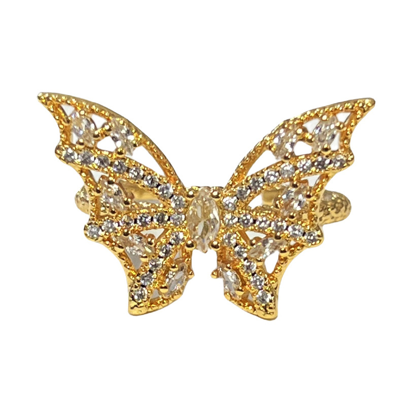 A retro court style butterfly hollowed-out light luxury open ring for women on Instagram, with a cold style interlaced brushed and exquisite fingers Item Picture