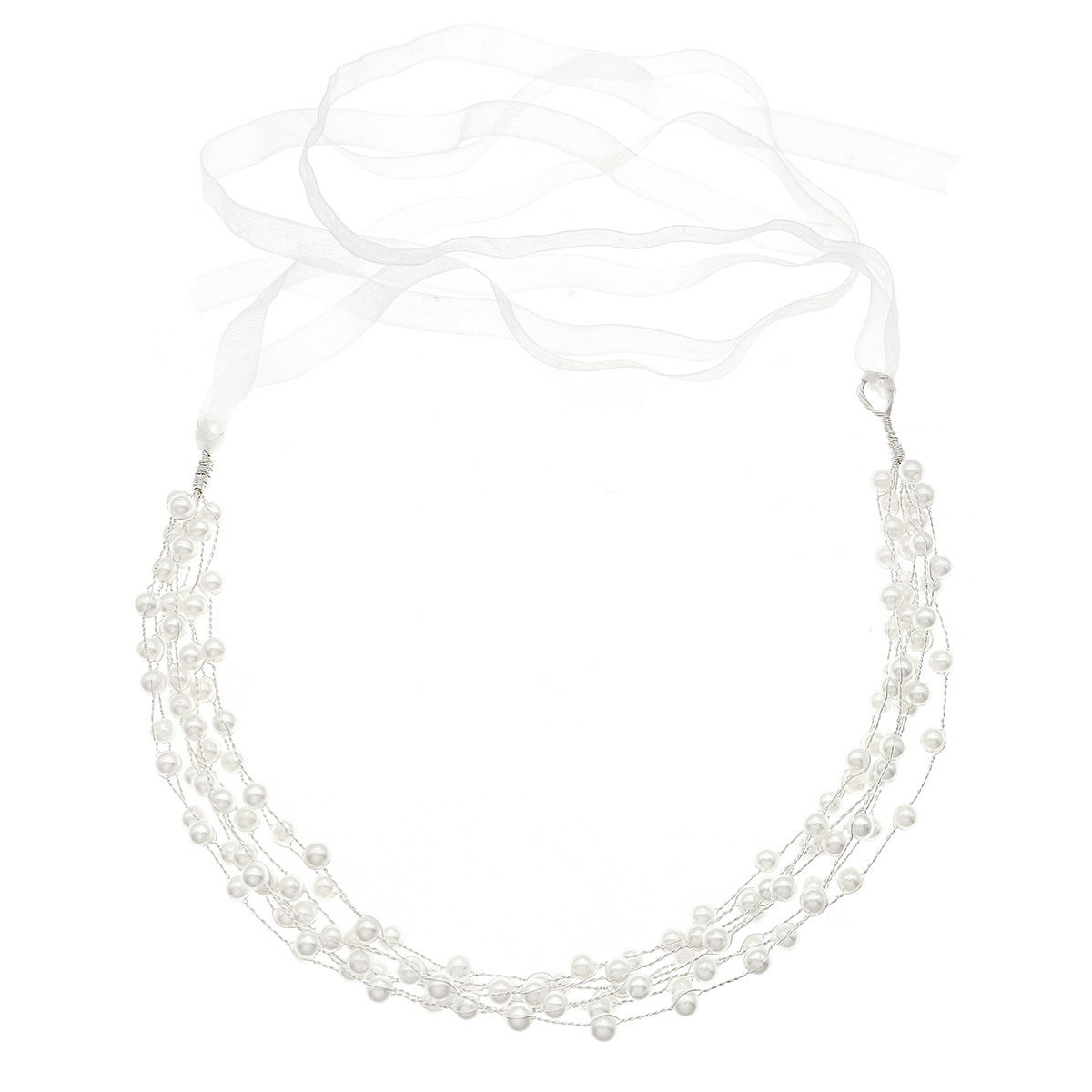 New pearl hair accessories for foreign trade, bridal hair bands, wedding banquet party accessories, super fairy-like braided hair ribbons, pearl headbands Item Picture