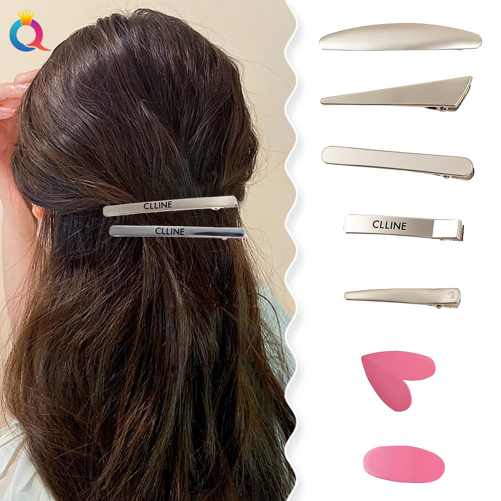 Qiyue Cross-border high-end, cold style bangs, versatile, side clips for broken hair, duckbill clips, hair accessories for women wholesale Specification drawing