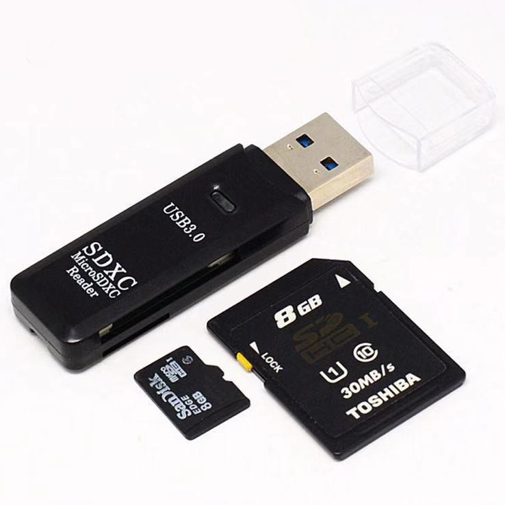 USB3.0 card reader, high-speed 2-in-1 microSD/TF/SD memory card, camera card reader manufacturer wholesale full figure