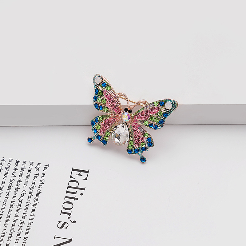 Wholesale of new European and American oil drip enamel alloy studded with colorful diamonds brooches and retro court-style pin accessories Specification drawing