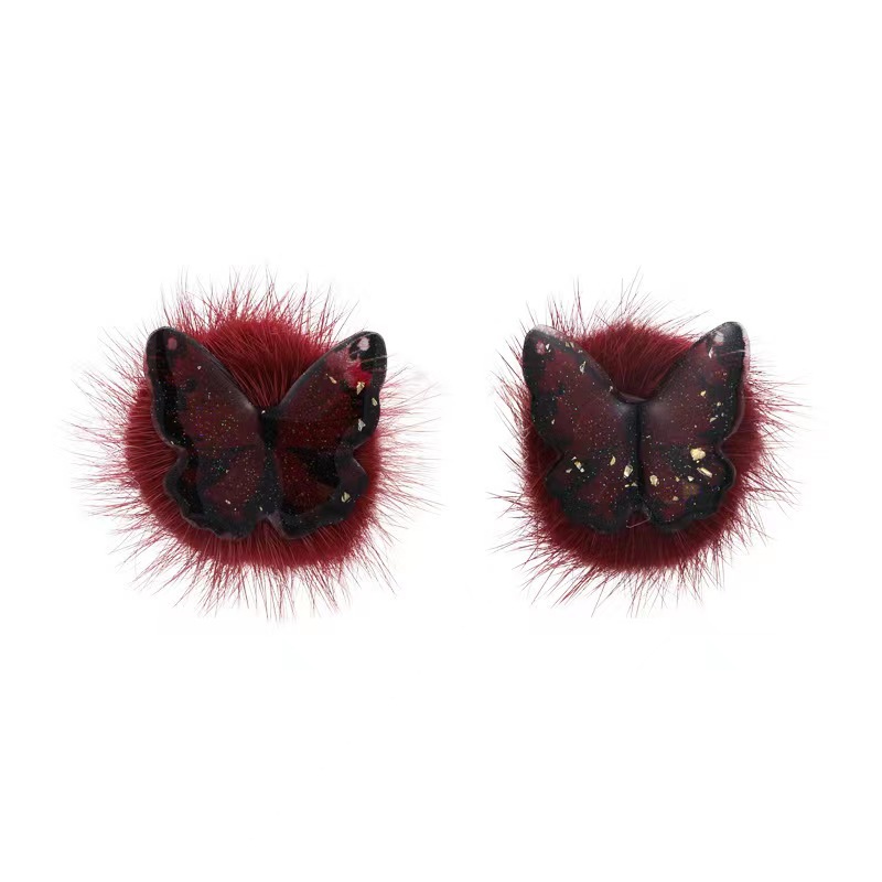 Elf Earrings ~ New cute plush colorful butterfly stud earrings for autumn and winter, a high-end, niche design for women on Instagram Item Picture
