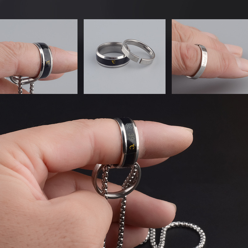 Titanium steel double-ring fashionable interlocking necklace, trendy hip-hop simple collarbone chain, niche design, warm ring pendant Specification drawing