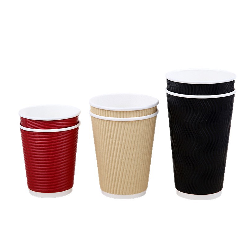Wholesale printed disposable paper cups, corrugated cups, double-layer hot drink in stock, thickened, heat-insulating and anti-scald paper cups, cross-border exclusive Item Picture