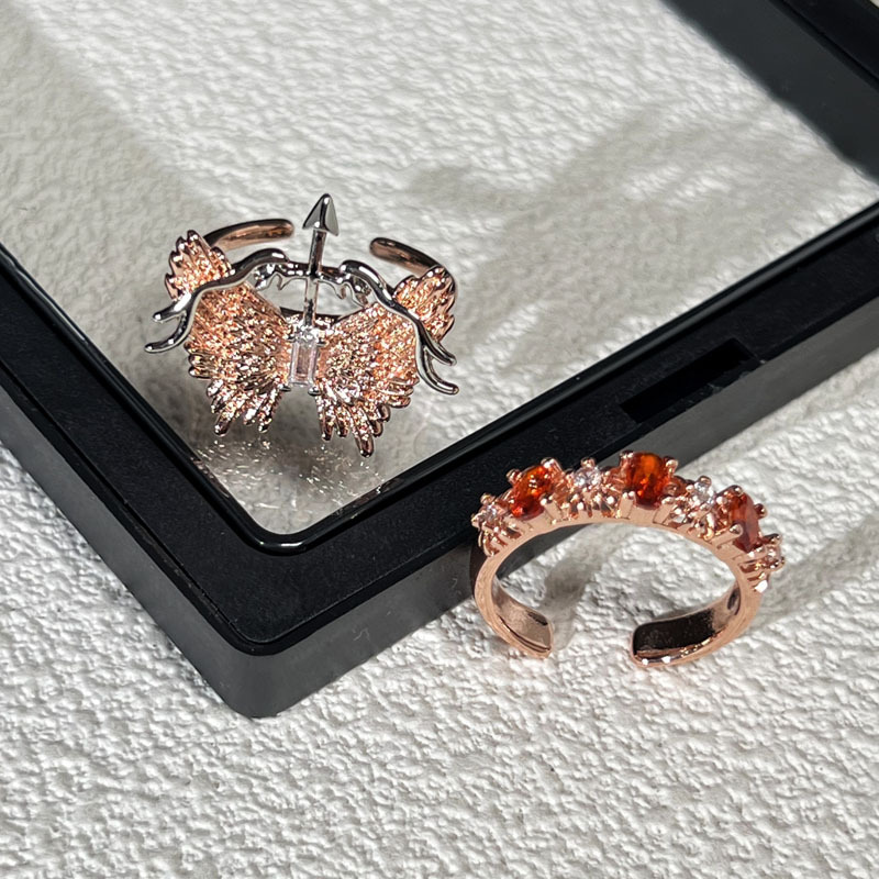 Cupid's Arrow Two-color butterfly feather open ring, a trendy and niche design for women on Instagram, stacked ring Application Scenario