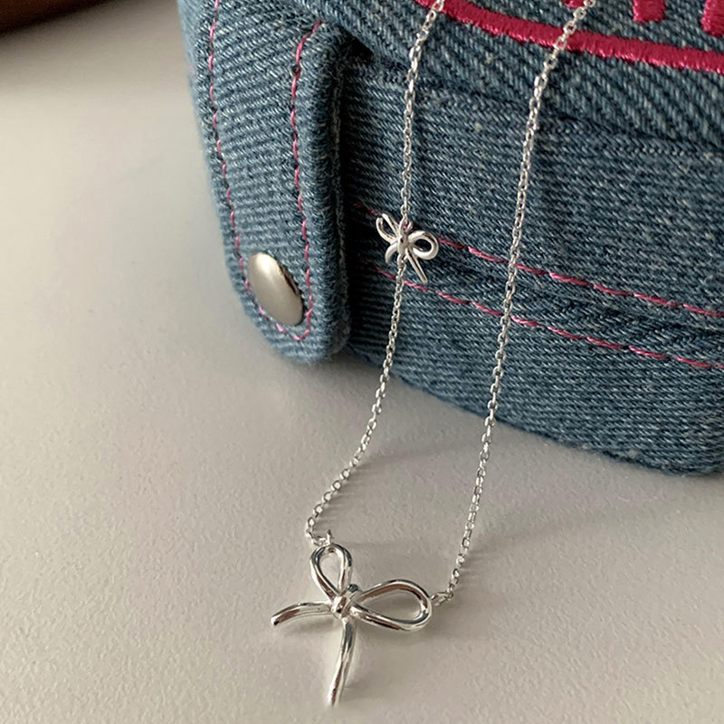 Simple and versatile bow necklace, elegant and fashionable, trendy and versatile neckchain, collarbone chain Specification drawing