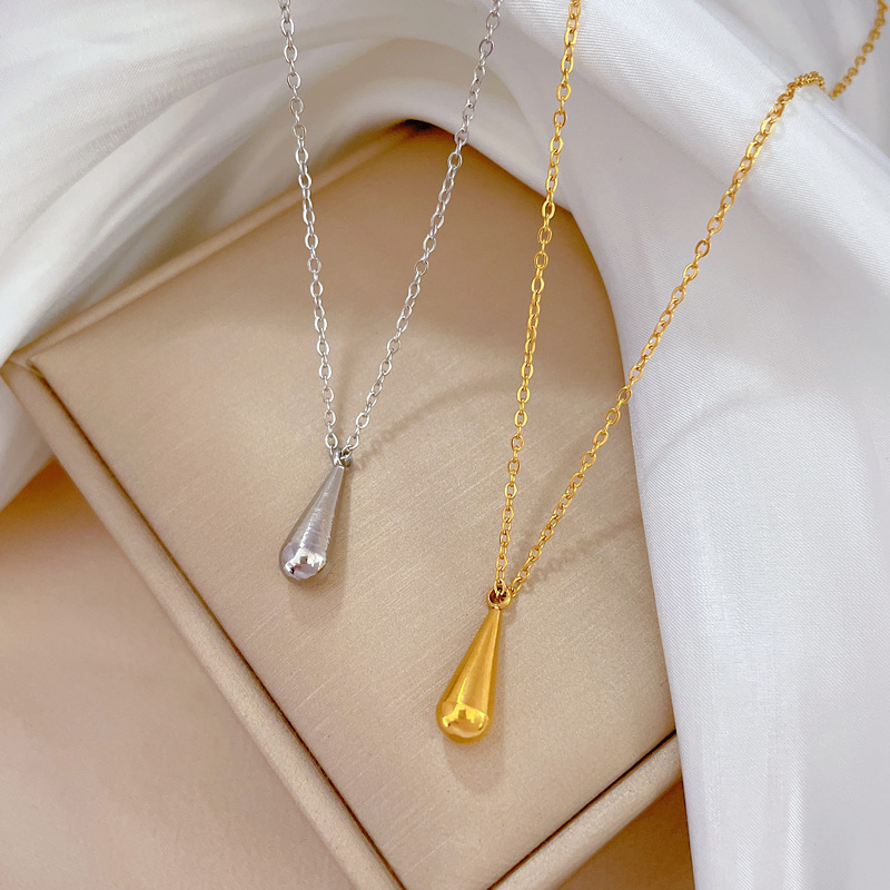 【 All-titanium Steel 】 Cold style water drop personalized minimalist style furnace real gold necklace, female Instagram Internet celebrity collarbone chain Specification drawing