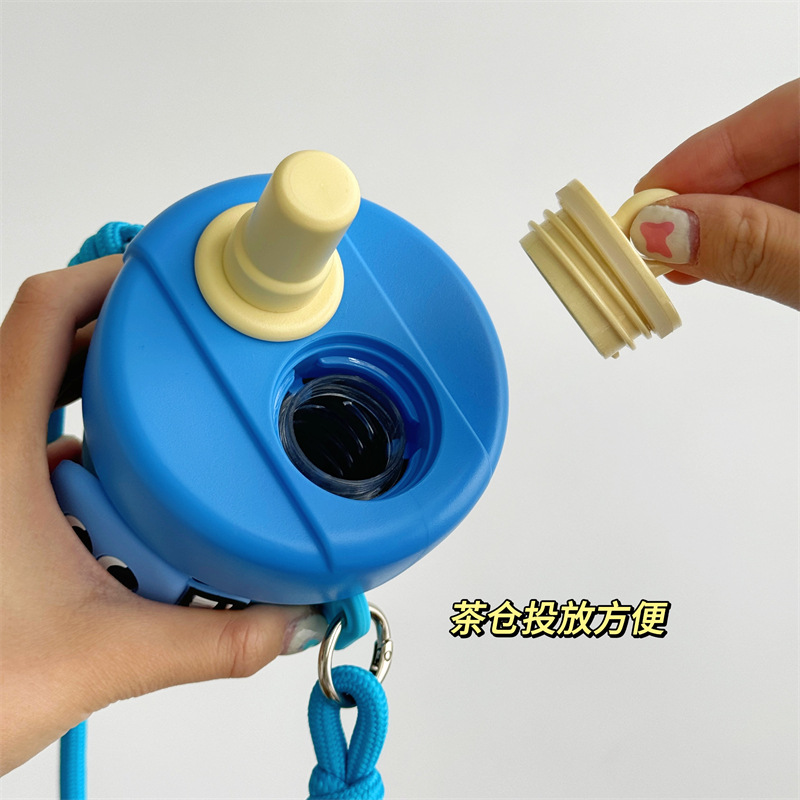 Funny and fun flower tea straw cup, cute cartoon, high appearance level stainless steel insulated cup, tea-water separation sports water cup Specification drawing
