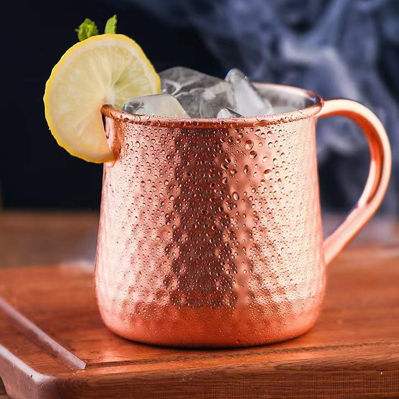 304 stainless steel mule cup, hammered cocktail cup, bar Moscow copper-plated waist-shaped cup, creative mug full figure