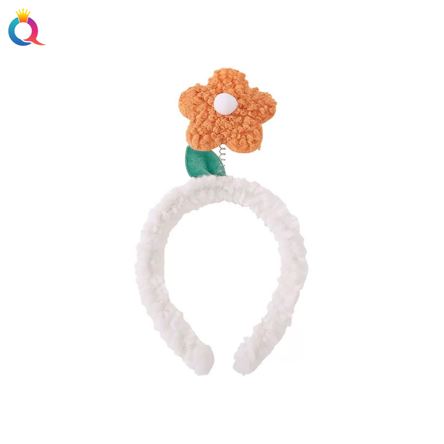 Qiyue Cross-border plush headband, cute high skull top knitted hair hole flower headband, sweet female hair accessory wholesale Item Picture